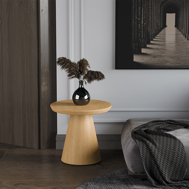 Contemporary Living Room Round Pedestal Solid Wood End Table Natural 1 Clearhalo 'Coffee & Accent Tables' 'End & Side Tables' 'end_side_tables' 'furn' 'furn_end_side_tables' 'Furniture' 'Living Room Furniture' 6290349