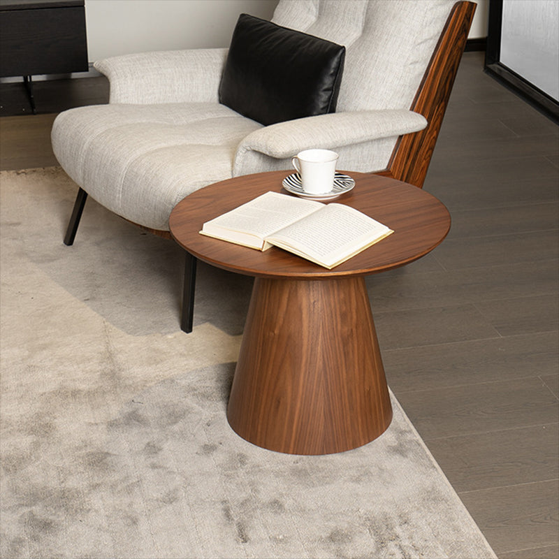 Contemporary Living Room Round Pedestal Solid Wood End Table Walnut 1 Clearhalo 'Coffee & Accent Tables' 'End & Side Tables' 'end_side_tables' 'furn' 'furn_end_side_tables' 'Furniture' 'Living Room Furniture' 6290350
