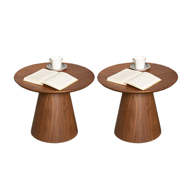Contemporary Living Room Round Pedestal Solid Wood End Table Walnut 2 Clearhalo 'Coffee & Accent Tables' 'End & Side Tables' 'end_side_tables' 'furn' 'furn_end_side_tables' 'Furniture' 'Living Room Furniture' 6290358
