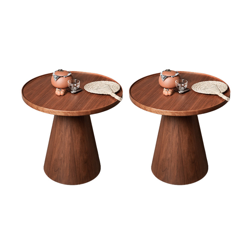 Contemporary Living Room Round Pedestal Solid Wood End Table Nut-Brown 2 Clearhalo 'Coffee & Accent Tables' 'End & Side Tables' 'end_side_tables' 'furn' 'furn_end_side_tables' 'Furniture' 'Living Room Furniture' 6290360