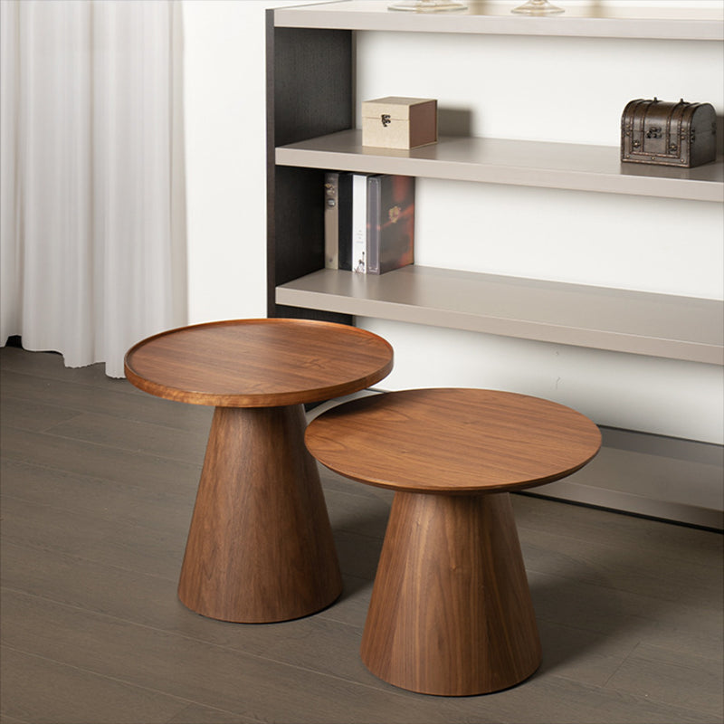 Contemporary Living Room Round Pedestal Solid Wood End Table Clearhalo 'Coffee & Accent Tables' 'End & Side Tables' 'end_side_tables' 'furn' 'furn_end_side_tables' 'Furniture' 'Living Room Furniture' 6290362