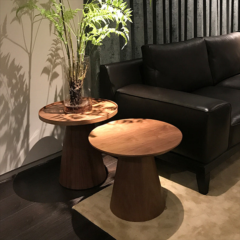 Contemporary Living Room Round Pedestal Solid Wood End Table Clearhalo 'Coffee & Accent Tables' 'End & Side Tables' 'end_side_tables' 'furn' 'furn_end_side_tables' 'Furniture' 'Living Room Furniture' 6290363