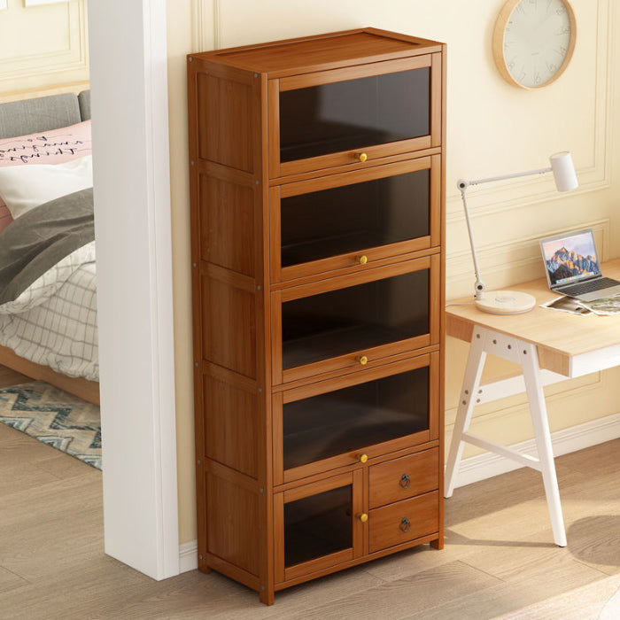 Mid-Century Modern Wood Accent Cabinet 26.4" W Glass Paned Chest in Brown Clearhalo 'Cabinets & Chests' 'cabinets_chests' 'furn' 'furn_cabinets_chests' 'Furniture' 'Living Room Furniture' 6290414