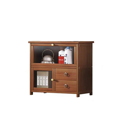 Mid-Century Modern Wood Accent Cabinet 26.4" W Glass Paned Chest in Brown 2 Clearhalo 'Cabinets & Chests' 'cabinets_chests' 'furn' 'furn_cabinets_chests' 'Furniture' 'Living Room Furniture' 6290415