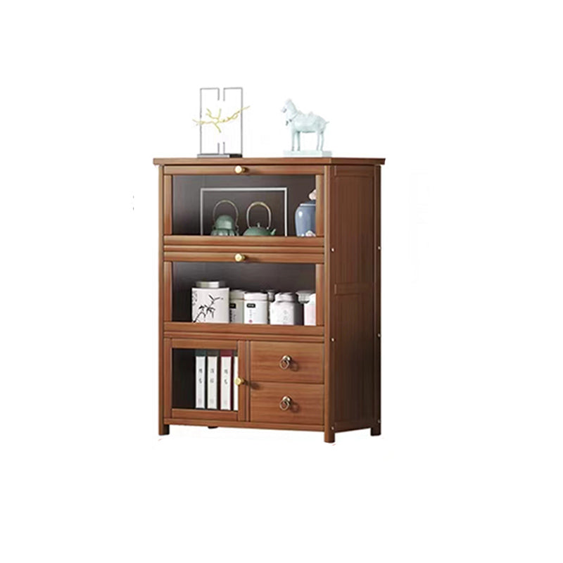 Mid-Century Modern Wood Accent Cabinet 26.4" W Glass Paned Chest in Brown 3 Clearhalo 'Cabinets & Chests' 'cabinets_chests' 'furn' 'furn_cabinets_chests' 'Furniture' 'Living Room Furniture' 6290416