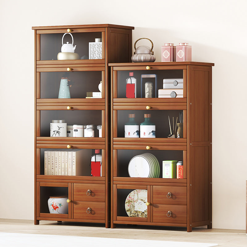 Mid-Century Modern Wood Accent Cabinet 26.4" W Glass Paned Chest in Brown Clearhalo 'Cabinets & Chests' 'cabinets_chests' 'furn' 'furn_cabinets_chests' 'Furniture' 'Living Room Furniture' 6290419