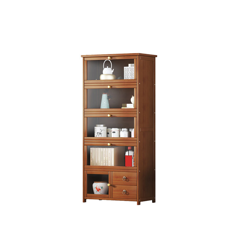 Mid-Century Modern Wood Accent Cabinet 26.4" W Glass Paned Chest in Brown 5 Clearhalo 'Cabinets & Chests' 'cabinets_chests' 'furn' 'furn_cabinets_chests' 'Furniture' 'Living Room Furniture' 6290420