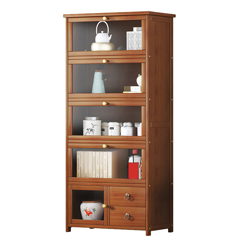 Mid-Century Modern Wood Accent Cabinet 26.4" W Glass Paned Chest in Brown Clearhalo 'Cabinets & Chests' 'cabinets_chests' 'furn' 'furn_cabinets_chests' 'Furniture' 'Living Room Furniture' 6290422