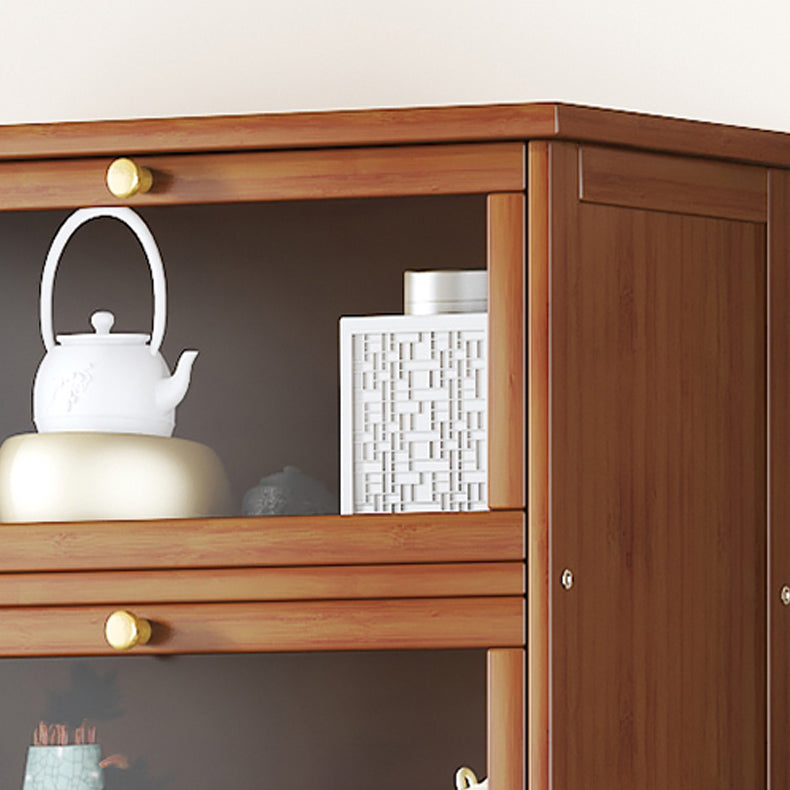 Mid-Century Modern Wood Accent Cabinet 26.4" W Glass Paned Chest in Brown Clearhalo 'Cabinets & Chests' 'cabinets_chests' 'furn' 'furn_cabinets_chests' 'Furniture' 'Living Room Furniture' 6290425