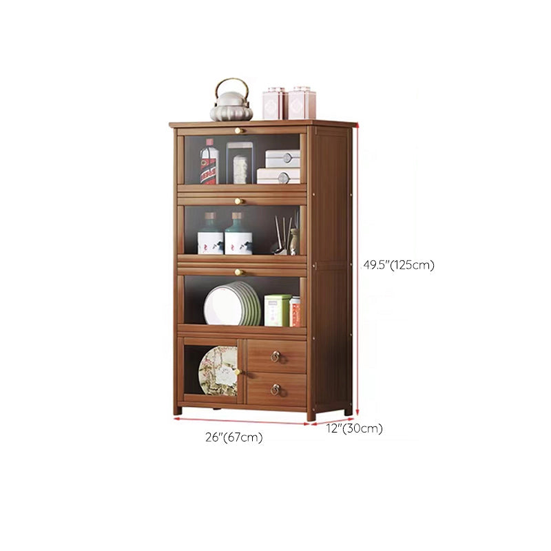 Mid-Century Modern Wood Accent Cabinet 26.4" W Glass Paned Chest in Brown Clearhalo 'Cabinets & Chests' 'cabinets_chests' 'furn' 'furn_cabinets_chests' 'Furniture' 'Living Room Furniture' 6290435