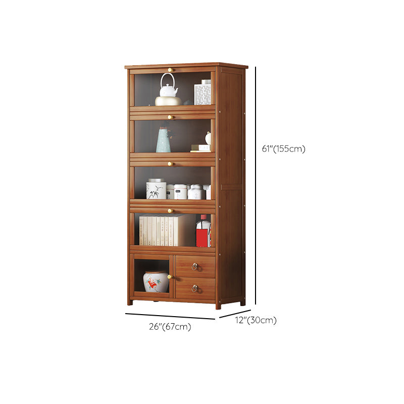 Mid-Century Modern Wood Accent Cabinet 26.4" W Glass Paned Chest in Brown Clearhalo 'Cabinets & Chests' 'cabinets_chests' 'furn' 'furn_cabinets_chests' 'Furniture' 'Living Room Furniture' 6290436