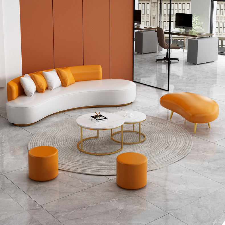 Contemporary 27.55"H Solid Color Faux Leather Armless Curved Sofa