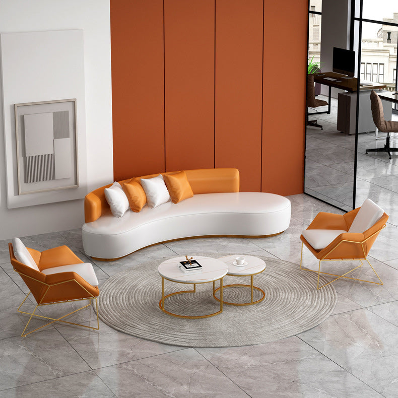 Contemporary 27.55"H Solid Color Faux Leather Armless Curved Sofa