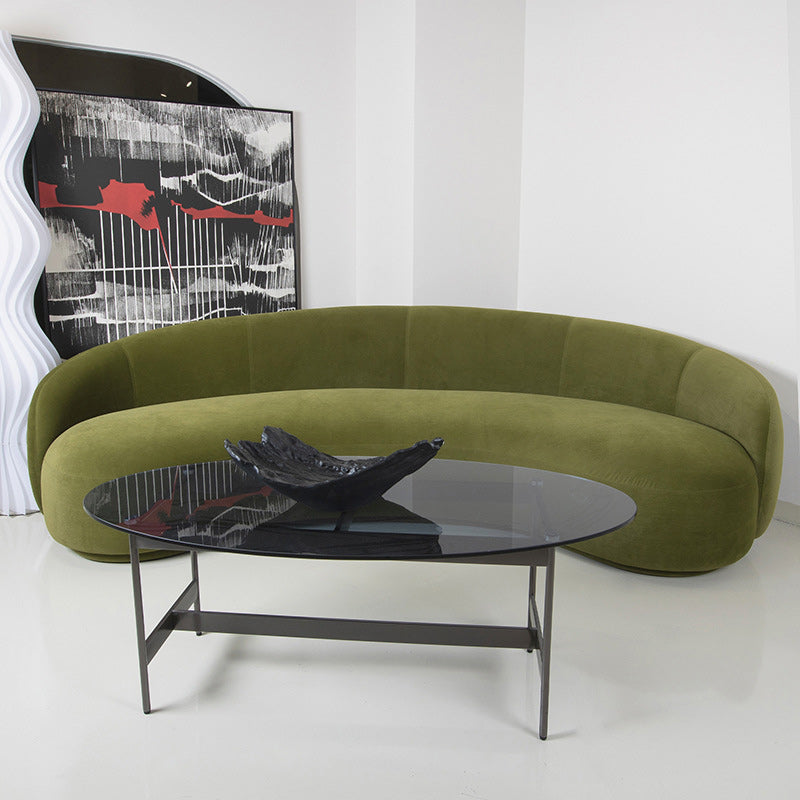 Green Contemporary Sofa with Sloped Arm for Living Room Curved Sofa
