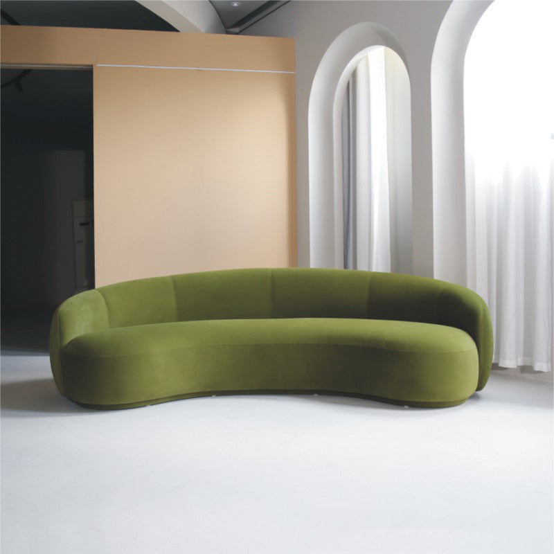 Green Contemporary Sofa with Sloped Arm for Living Room Curved Sofa