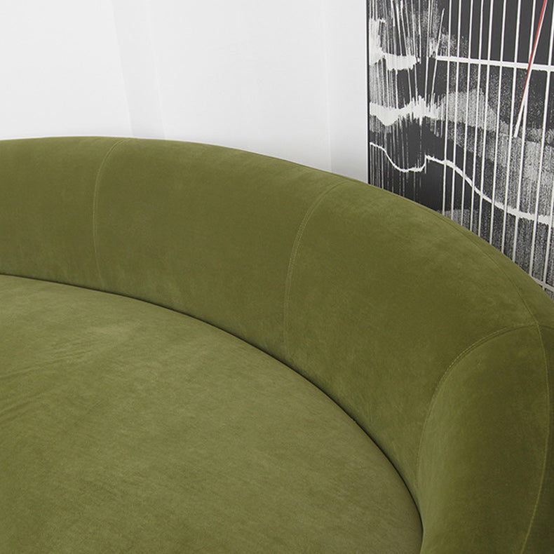 Green Contemporary Sofa with Sloped Arm for Living Room Curved Sofa