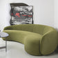 Green Contemporary Sofa with Sloped Arm for Living Room Curved Sofa