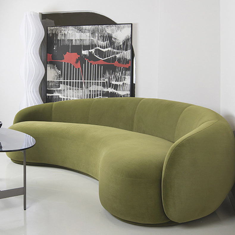 Green Contemporary Sofa with Sloped Arm for Living Room Curved Sofa