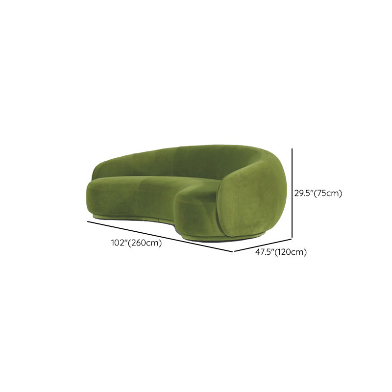 Green Contemporary Sofa with Sloped Arm for Living Room Curved Sofa