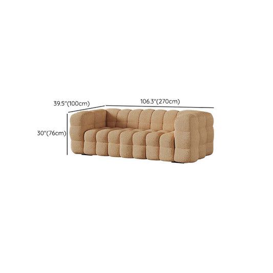 Contemporary Standard Sofa with Tufted Back and Tuxedo Arm in Brown