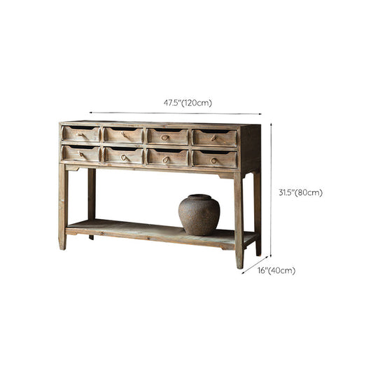 引き出し付きの茶色の産業的に苦しんでいる木材アクセントキャビネット