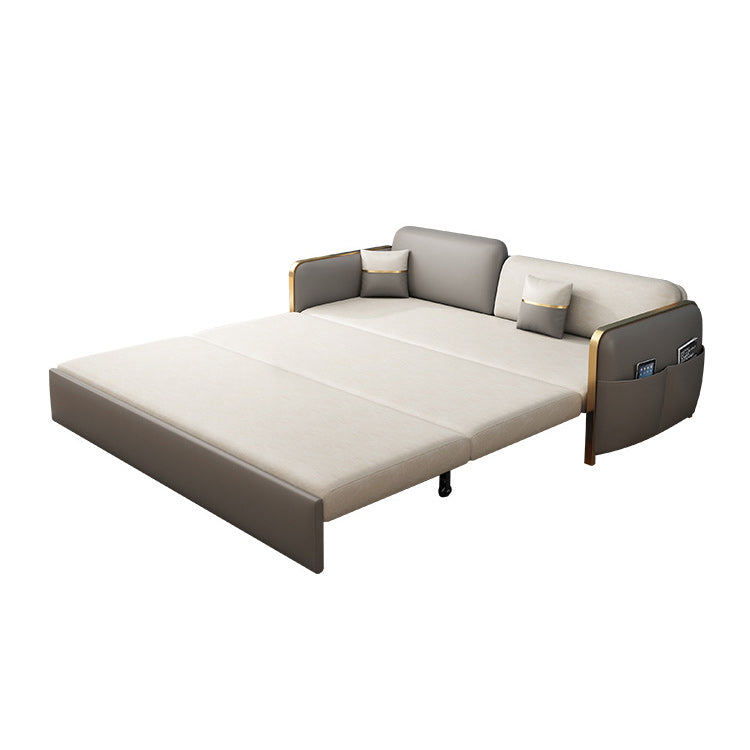 33.46" H Faux Leather Square Arm Sofa Bed with Storage For Living Room