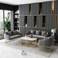Contemporary Blue/Gray Sofa with Tuxedo Arm and Pillows for Apartment