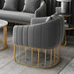Contemporary Blue/Gray Sofa with Tuxedo Arm and Pillows for Apartment