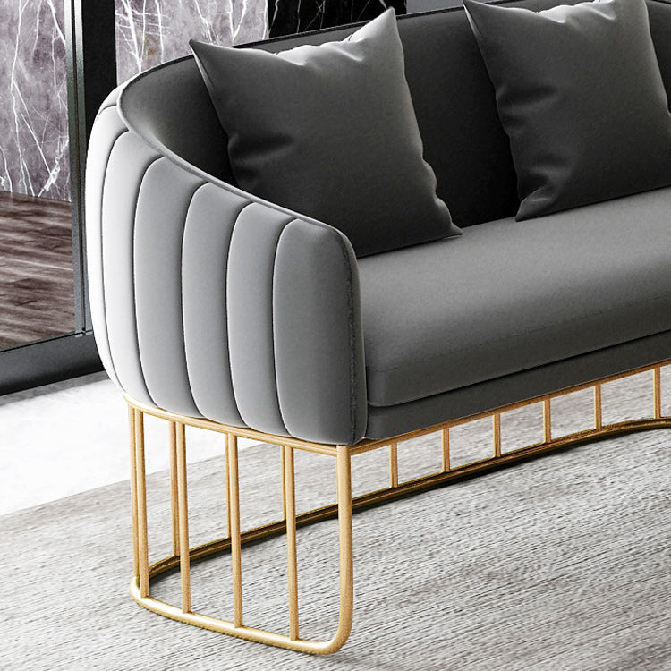 Contemporary Blue/Gray Sofa with Tuxedo Arm and Pillows for Apartment