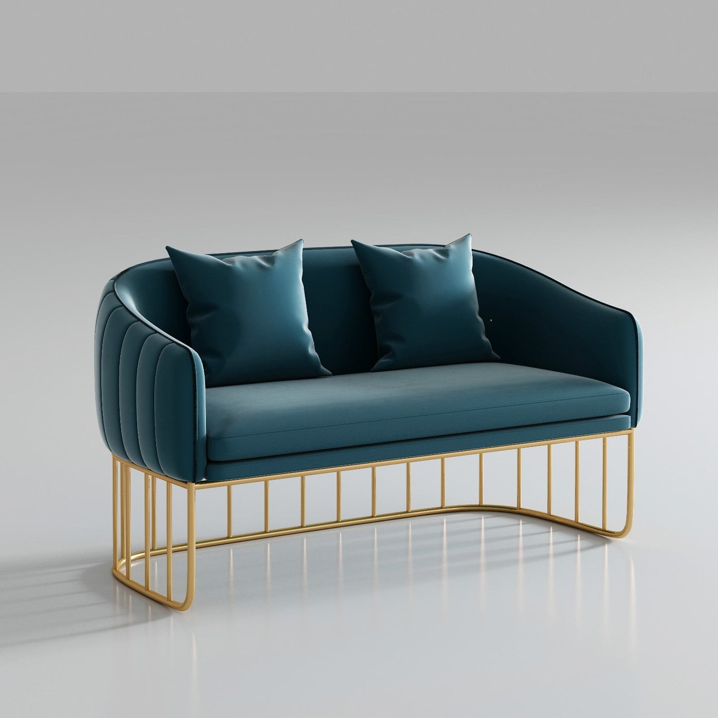 Contemporary Blue/Gray Sofa with Tuxedo Arm and Pillows for Apartment