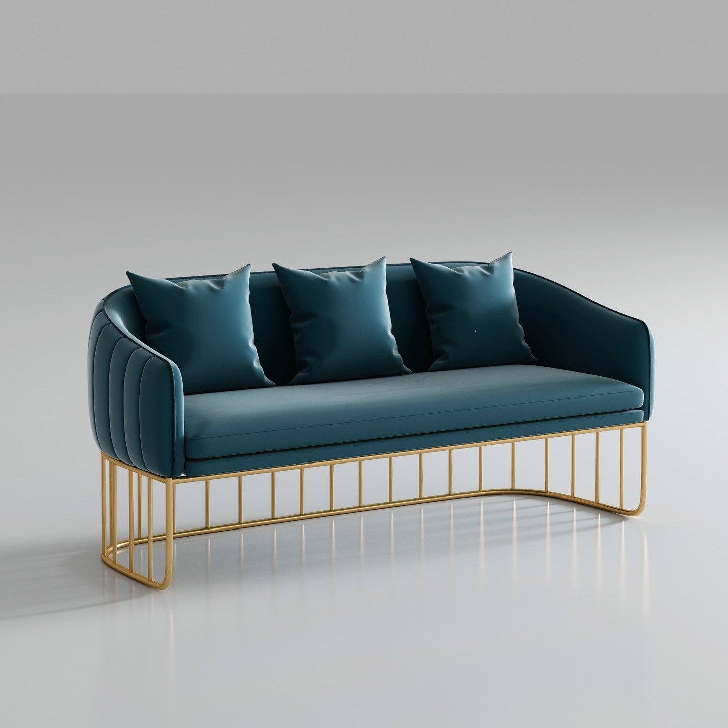 Contemporary Blue/Gray Sofa with Tuxedo Arm and Pillows for Apartment