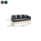 Contemporary Blue/Gray Sofa with Tuxedo Arm and Pillows for Apartment