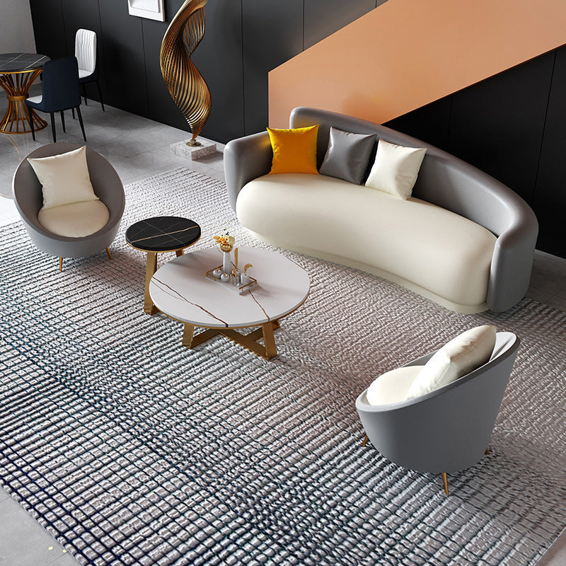 Canapé de bras carré en faux cuir gris canapé contemporain pour le salon