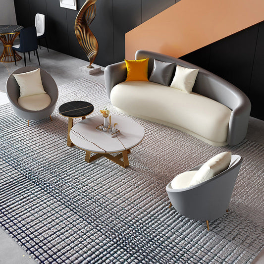 Gray Faux Leather Square Arm Sofa Contemporary Sofa for Living Room