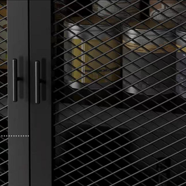 工業スタイル39.4 "背の高いチェスト2-黒のドア鉄のアクセントキャビネット