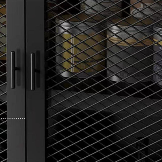 工業スタイル39.4 "背の高いチェスト2-黒のドア鉄のアクセントキャビネット