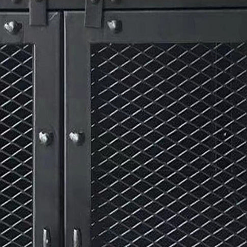 工業スタイル39.4 "背の高いチェスト2-黒のドア鉄のアクセントキャビネット