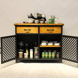 2 - Cajón 31.5 "Alto Metal de cofre y madera 2 - Gabinete de almacenamiento de puertas