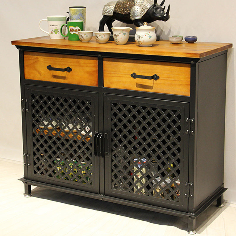 2-引き出し31.5 "背の高いチェストメタル＆ウッド2-ドアストレージキャビネット