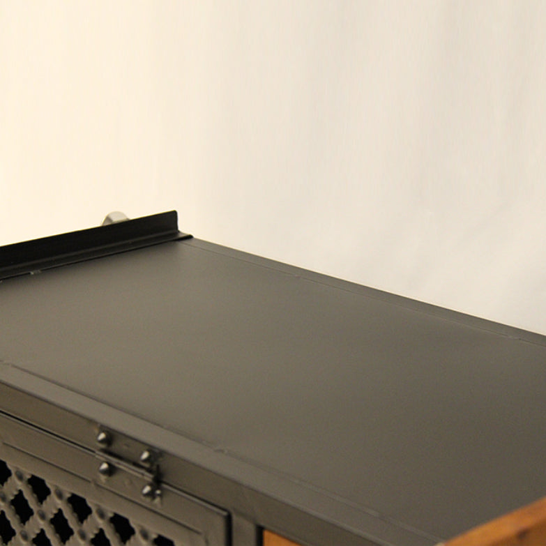 2-引き出し31.5 "背の高いチェストメタル＆ウッド2-ドアストレージキャビネット