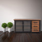 Industrial Iron 2 - Door Accent Cabinet Distressed Wood Chest with 3 Drawers