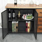 Industrial Iron 2 - Door Accent Cabinet Distressed Wood Chest with 3 Drawers