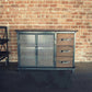 Industrial Iron 2 - Door Accent Cabinet Distressed Wood Chest with 3 Drawers