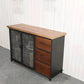 Industrial Iron 2 - Door Accent Cabinet Distressed Wood Chest with 3 Drawers
