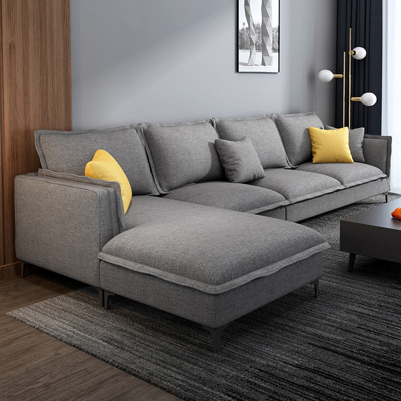 Lino moderno braccio quadrato sezionale 4 posti sezionale con 4 cuscini