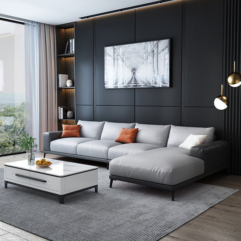 Braccio quadrato sciolto retro sezionale con chaise fauci in pelle 4 posti sezionale