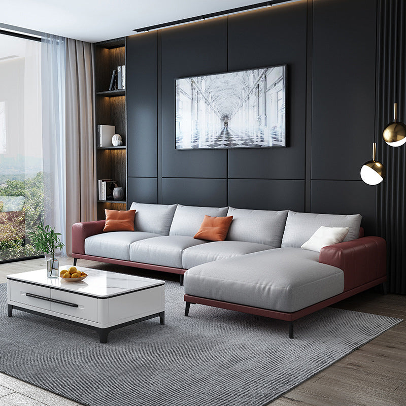 Braccio quadrato sciolto retro sezionale con chaise fauci in pelle 4 posti sezionale