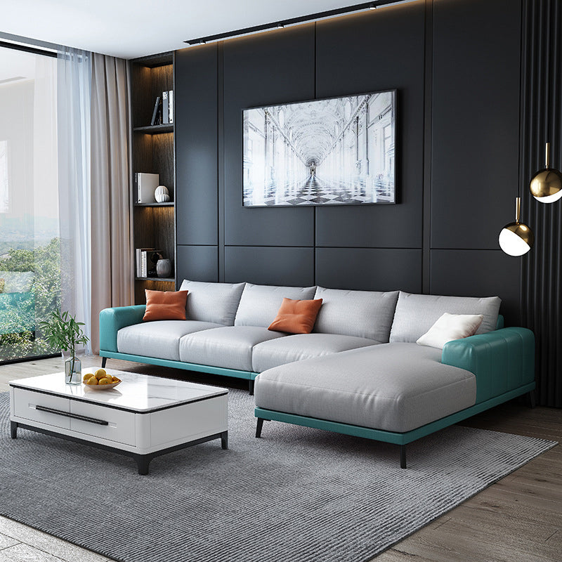 Braccio quadrato sciolto retro sezionale con chaise fauci in pelle 4 posti sezionale