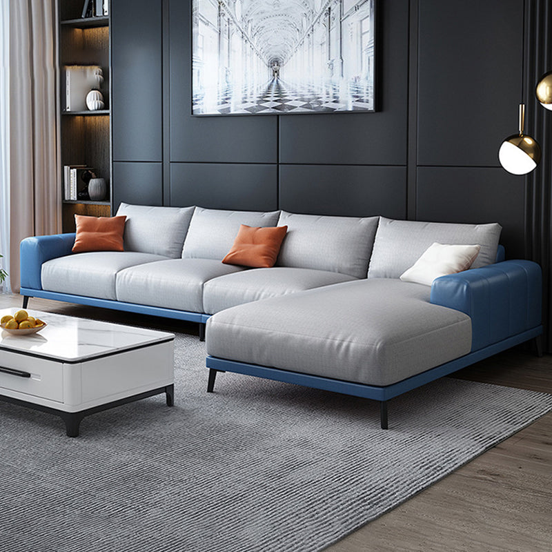 Braccio quadrato sciolto retro sezionale con chaise fauci in pelle 4 posti sezionale