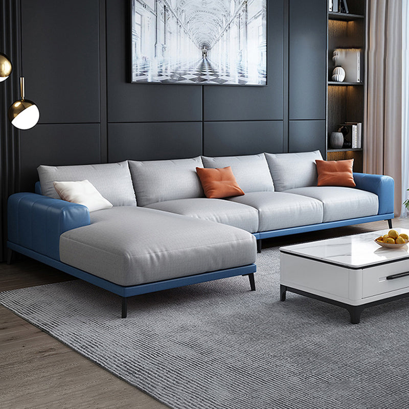 Braccio quadrato sciolto retro sezionale con chaise fauci in pelle 4 posti sezionale